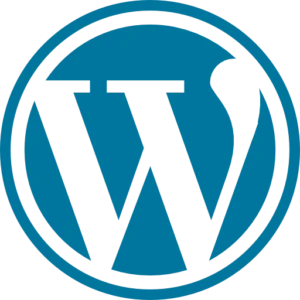 WordPress logo symbolizing that we work with WordPress websites.