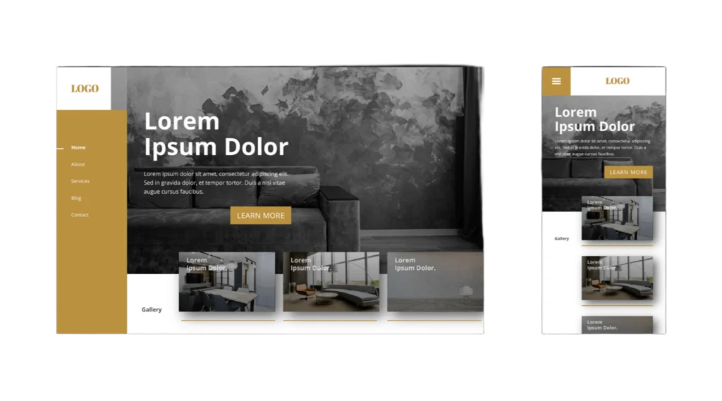 Mobile and desktop versions of the corporate website for clients and business.