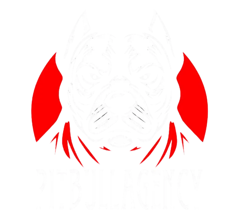 Pitbull Agency logo, aggressive style, dog, branding, powerful marketing, leadership in advertising.