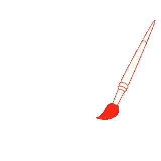 Creative and media services icon showing a red artistic paintbrush symbolizing design, illustration, branding creativity, and professional visual content development for businesses