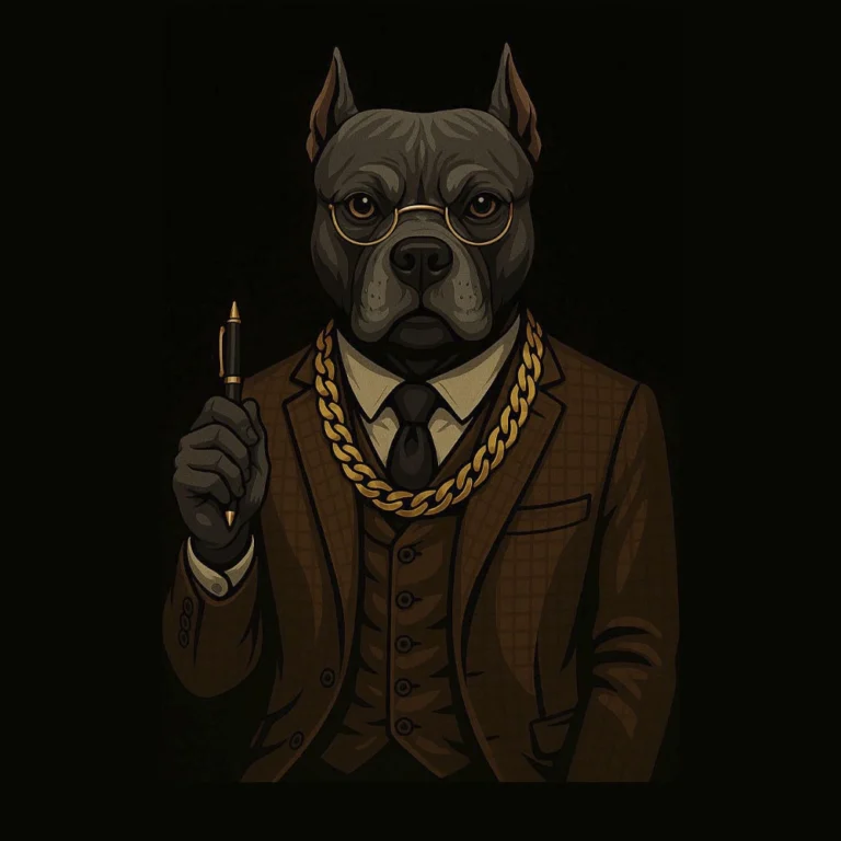 Stylish pitbull businessman with tablet and pencil gesture, illustrating starter digital marketing services package, affordable pricing, branding support and online promotion essentials.