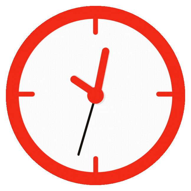Digital marketing agency services icon featuring clock representing time efficiency, fast delivery, workflow optimization, campaign management and continuous performance improvement.