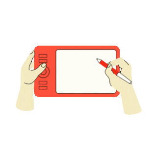 Hands drawing on graphic tablet representing creative and media services, digital illustration, content creation, design production, and artistic workflow.